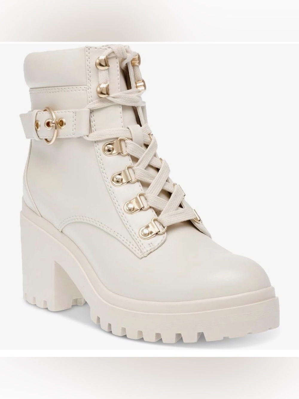 Wild Pair Bridgitt Lace-Up Side-Zip Lug-Sole Booties Size 8.5
